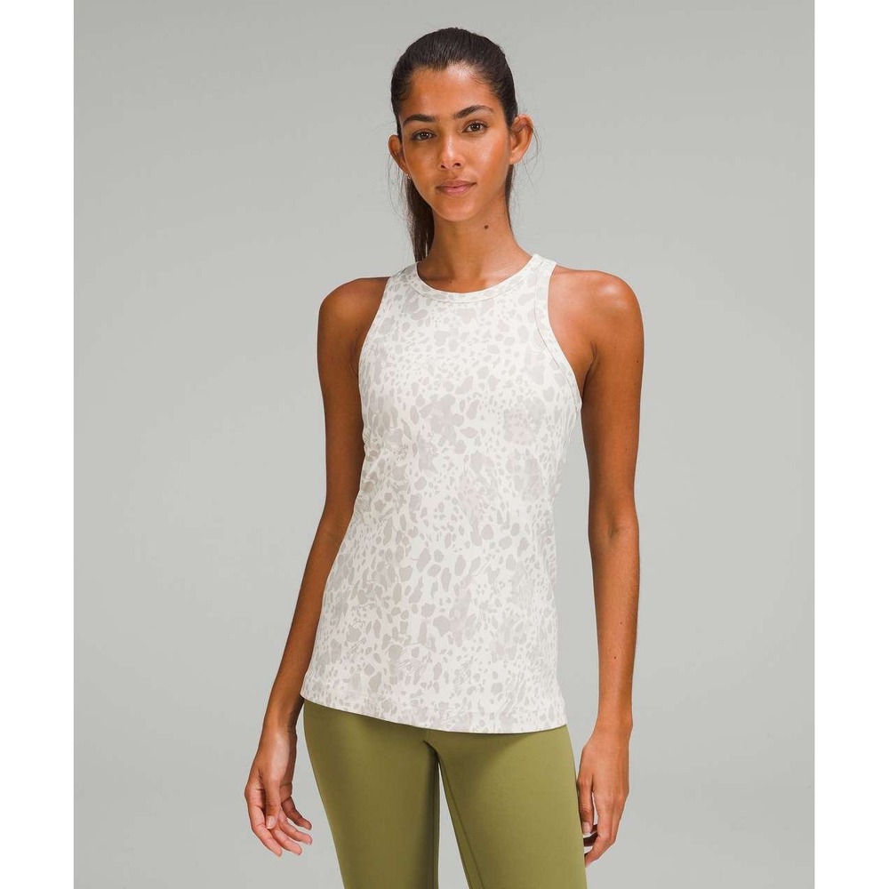$58 Lululemon Align Racerback Tank Cheetah Camo Antique White Women 6 Yoga - Picture 1 of 8